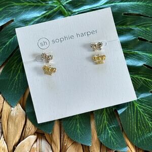 BOHO FREE GOLD Sophie Harper New stud earring lot bows crown